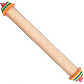 Wood Rolling Pin with Removable Thickness Ring